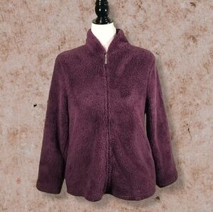 Carole Hochman Fuzzy Zipped Sweater Size S